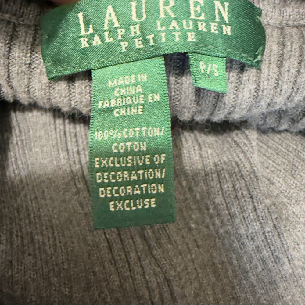 Lauren Ralph Lauren Fitted Ribbed Turtleneck Sweater Gray Long Sleeves Size P/S - Picture 6 of 8